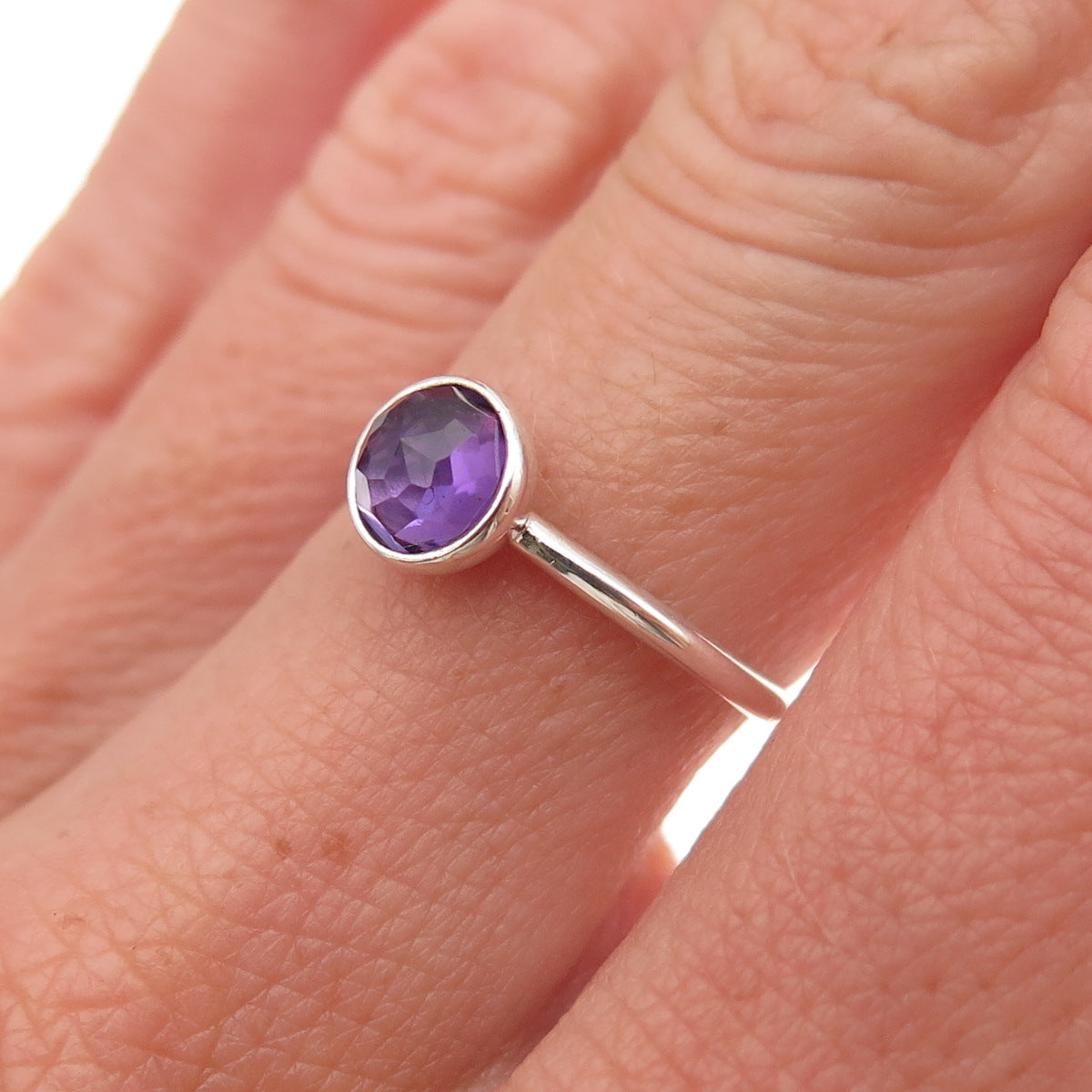 Pandora 925 Sterling Silver Real Amethyst February Birthday Blooms Ring Size 6