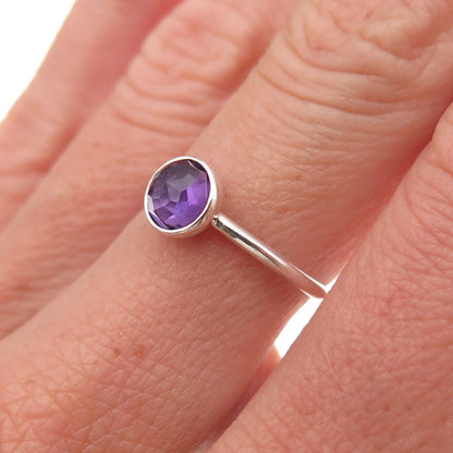 Pandora 925 Sterling Silver Real Amethyst February Birthday Blooms Ring Size 6