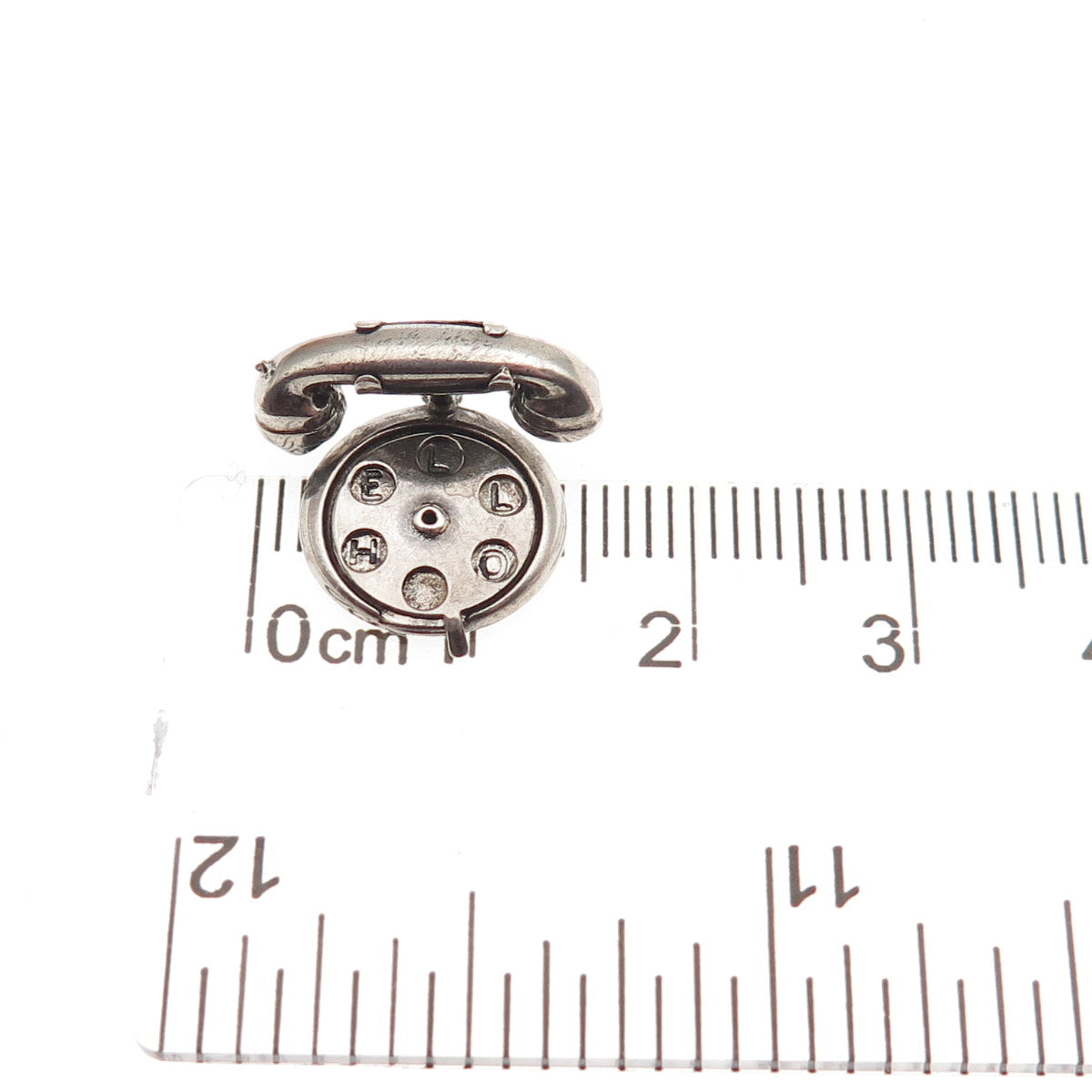 925 Sterling Silver Antique Art Deco Hello Rotary Phone 3D Mini Charm Pendant