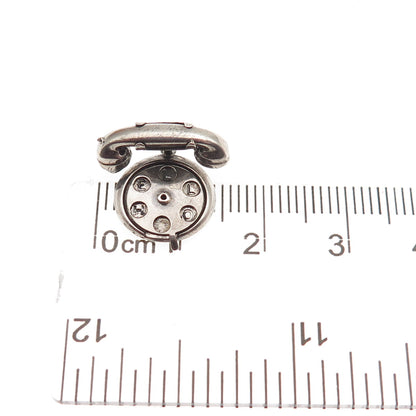 925 Sterling Silver Antique Art Deco Hello Rotary Phone 3D Mini Charm Pendant