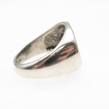 Avon 925 Sterling Silver Vintage Modernist Signet Ring Size 7