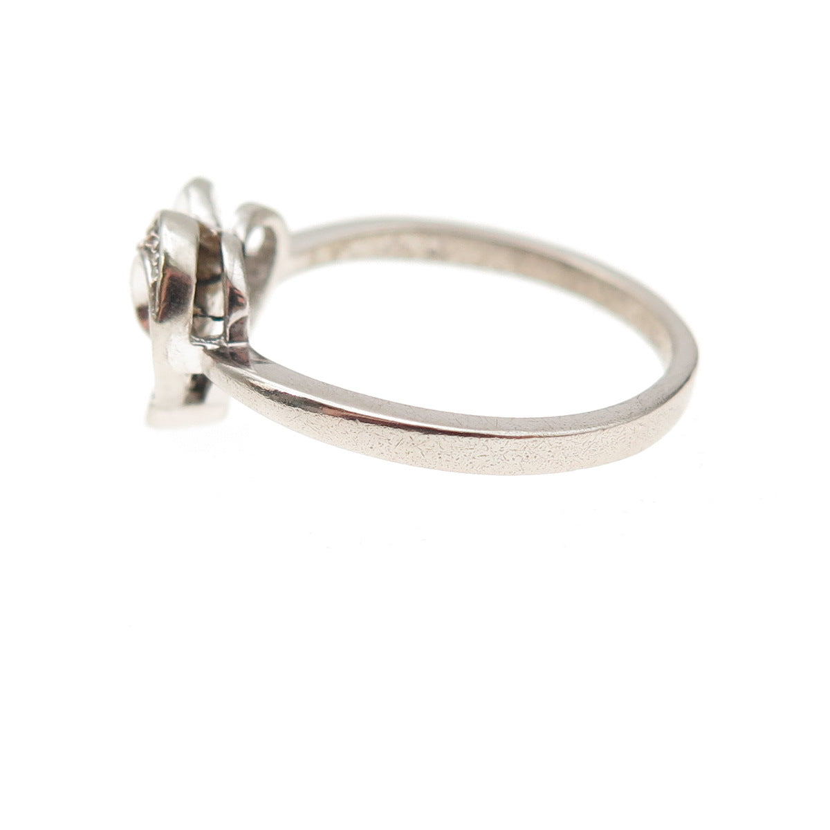 Charles Winston 925 Sterling Silver Real Round-Cut Diamond Heart Ring Size 7