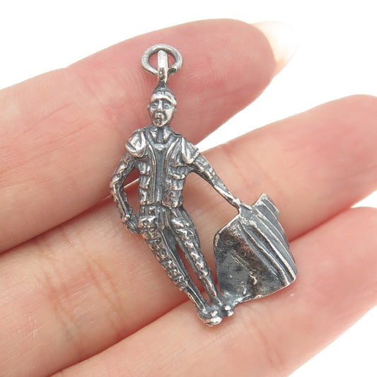 925 Sterling Silver Vintage Matador Rodeo Charm Pendant