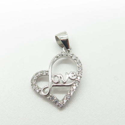 HAN 925 Sterling Silver C Z "Love" Open Heart Pendant