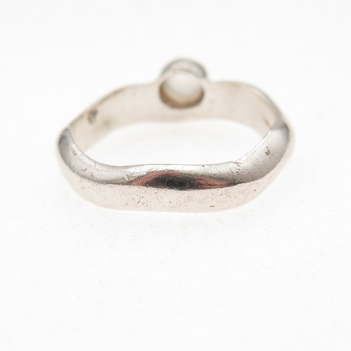 Boma Sterling Silver Vintage Real Rose Quartz Wavy Band Oxidized Ring Size 6.5