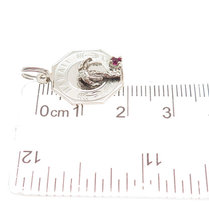 CREA 925 Sterling Silver Vintage Rhinestone Hawaii Palm Tree Mini Charm Pendant