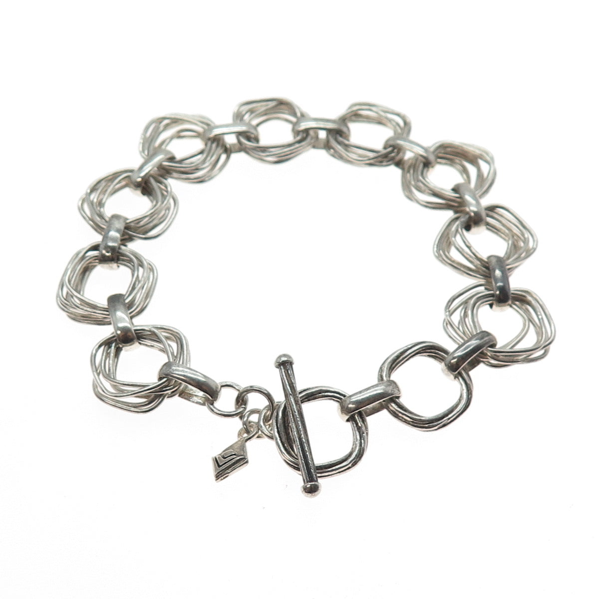 SILPADA Sterling Silver Vintage Modernist Interlocked Multi-Circle Bracelet 7.5"