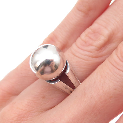 925 Sterling Silver Vintage Modernist Ball Oxidized Ring Size 5.5