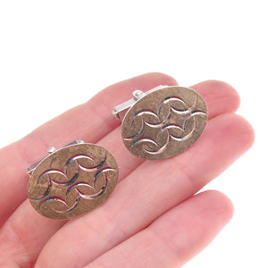 800 Silver Antique Art Deco Engraved Ornate Oval Cufflinks