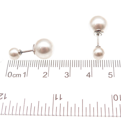 Pandora 925 Sterling Silver Faux Pearl Ball Stud Earrings