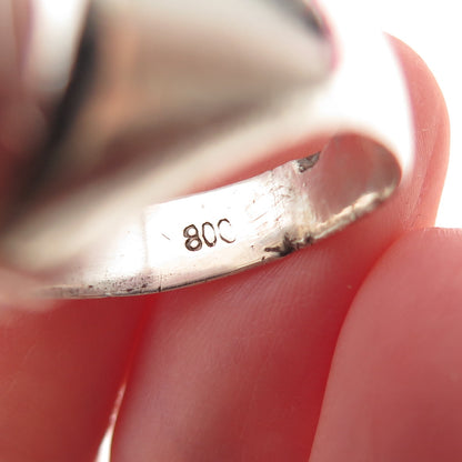 800 Silver Antique Art Deco Engraved MR Monogram Signet Ring Size 8.5