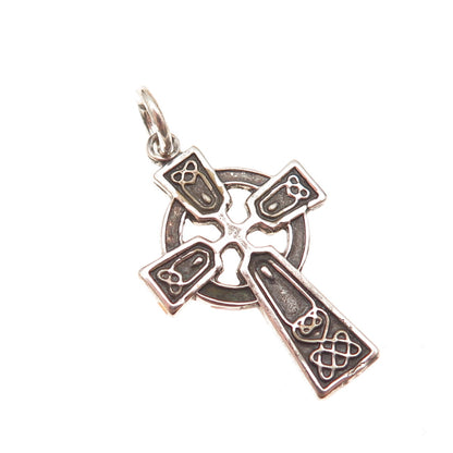 925 Sterling Silver Vintage Celtic Cross Oxidized Charm Pendant