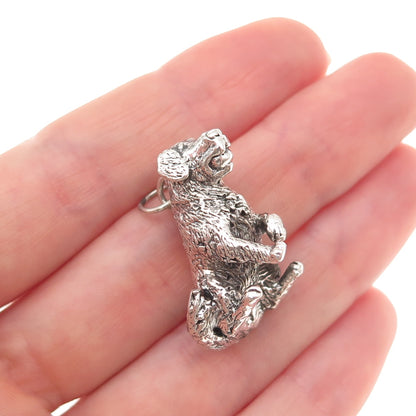 925 Sterling Silver Vintage Golden Retriever Dog Hollow 3D Charm Pendant