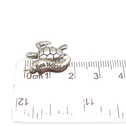 WHEELER MFG 925 Sterling Silver Vintage Turtle Sea World Mini Charm Pendant