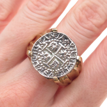 925 Sterling 14K Gold Filled Vintage Atocha Shipwreck Spanish Ring Size 10.75