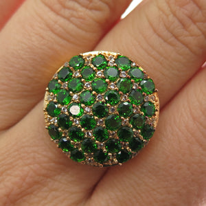 HAROLD TRUJILLO 925 Sterling Gold Plated Vintage Chrome Diopside Ring Size 7.25