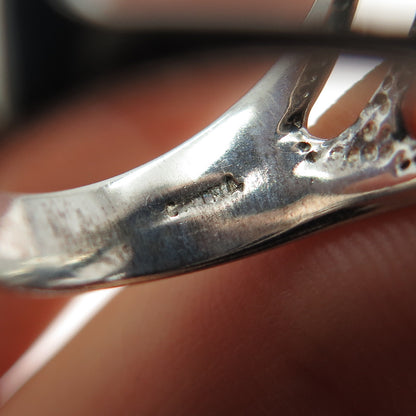 WHITNEY KELLY 925 Sterling Silver Vintage Real Black Opal Inlay Ring Size 7.25