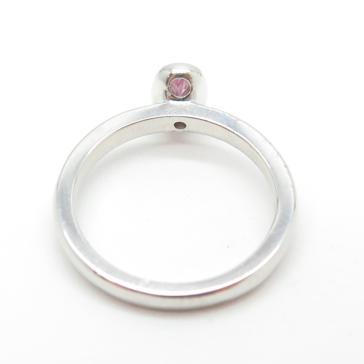 925 Sterling Silver Oval-Cut Pink C Z Ring Size 4.75