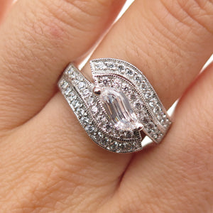 925 Sterling Silver Marquise & Round-Cut C Z Ring Size 9