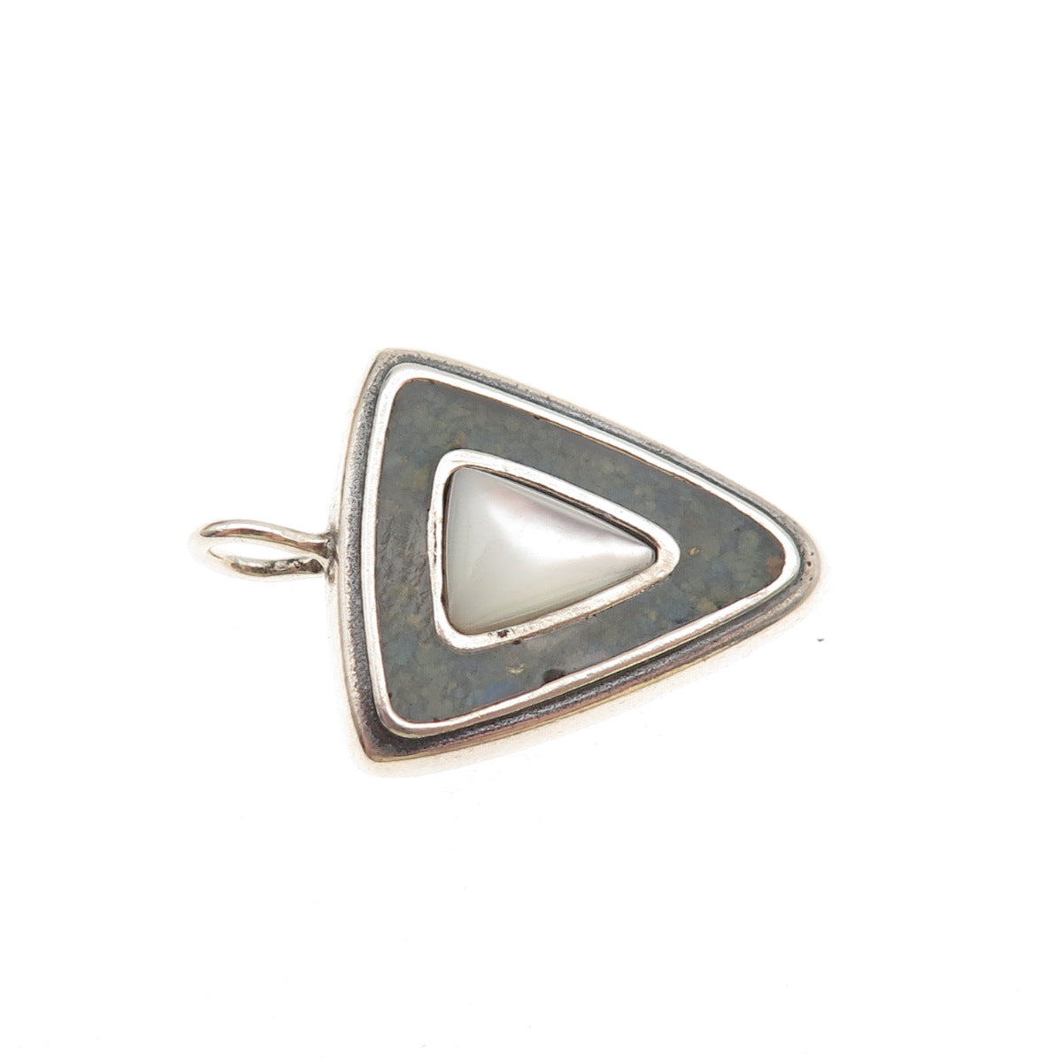 Carolyn Pollack 925 Sterling Silver Vintage Real Lapis Inlay & MOP Charm Pendant