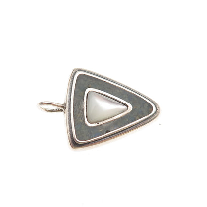 Carolyn Pollack 925 Sterling Silver Vintage Real Lapis Inlay & MOP Charm Pendant