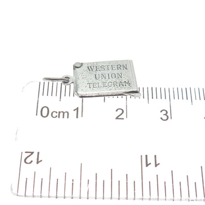 BEAU 925 Sterling Vintage Western Union Telegram Merry Christmas Charm Pendant