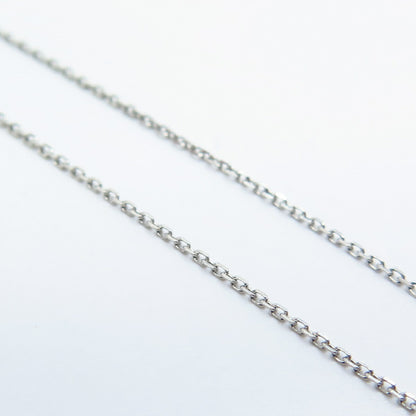 925 Sterling Silver Italy SUN Real White Diamond Ribbon Rolo Chain Necklace 18"
