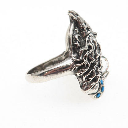 Shube 925 Sterling Silver Vintage Rhinestone & Crystal Wizard Ring Size 12.25