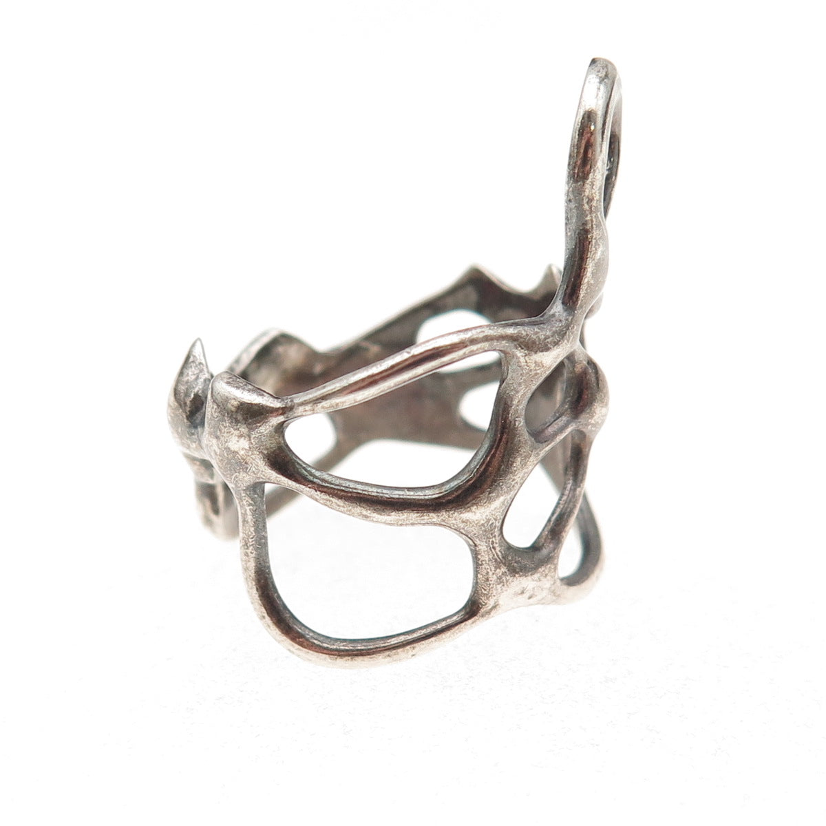925 Sterling Silver Vintage Modernist Oxidized Ring Size 7.25