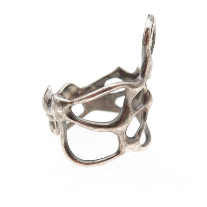 925 Sterling Silver Vintage Modernist Oxidized Ring Size 7.25