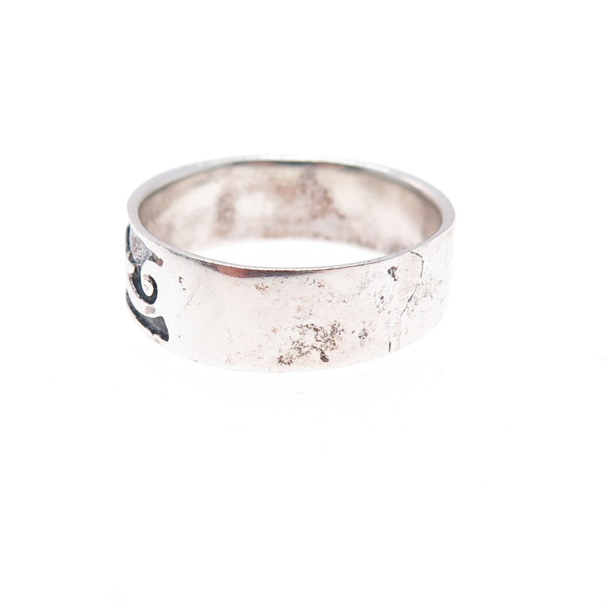 925 Sterling Silver Vintage Spiral Oxidized Band Ring Size 8