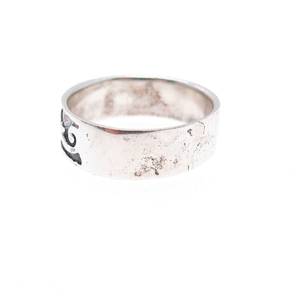 925 Sterling Silver Vintage Spiral Oxidized Band Ring Size 8