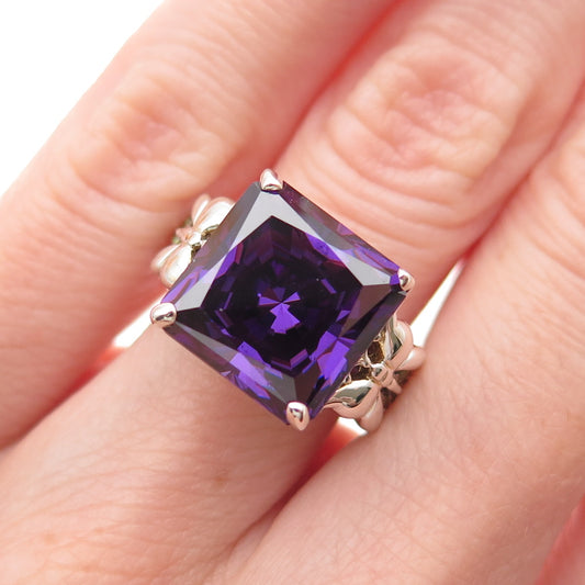 925 Sterling Silver Vintage Real Amethyst & Peridot Butterfly Ring Size 5.25