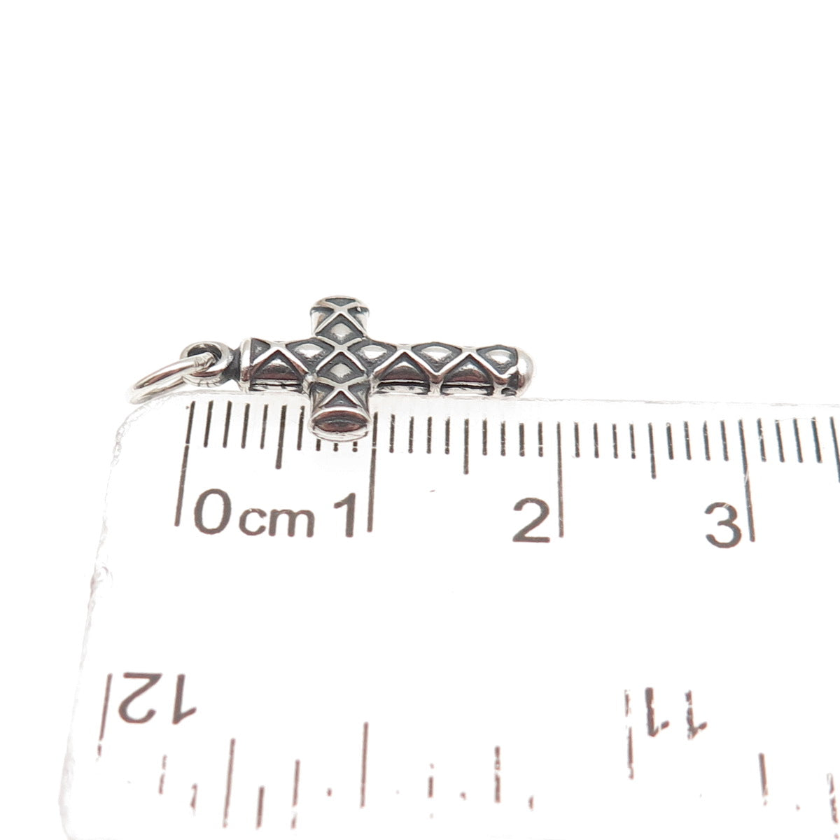 925 Sterling Silver Vintage Cross Oxidized Mini Charm Pendant