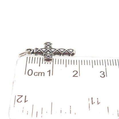 925 Sterling Silver Vintage Cross Oxidized Mini Charm Pendant