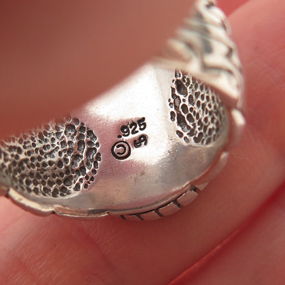 Shube 925 Sterling Silver Vintage Sun Symbol Oxidized Ring Size 7.25