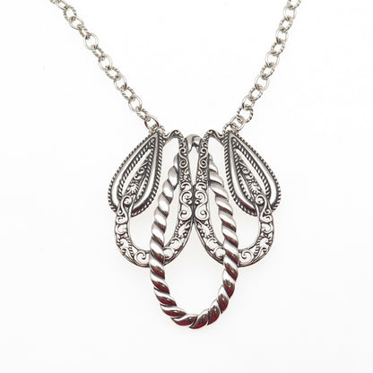 Carolyn Pollack 925 Sterling Silver Vintage Floral Cable Chain Necklace 16"