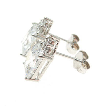 925 Sterling Silver Radiant & Round-Cut Shaped C Z Stud Earrings