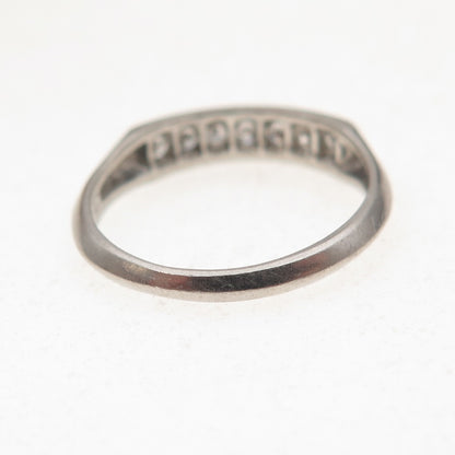 Antique Art Deco Platinum Real Round-Cut Diamond Engraved Ring Size 5.5