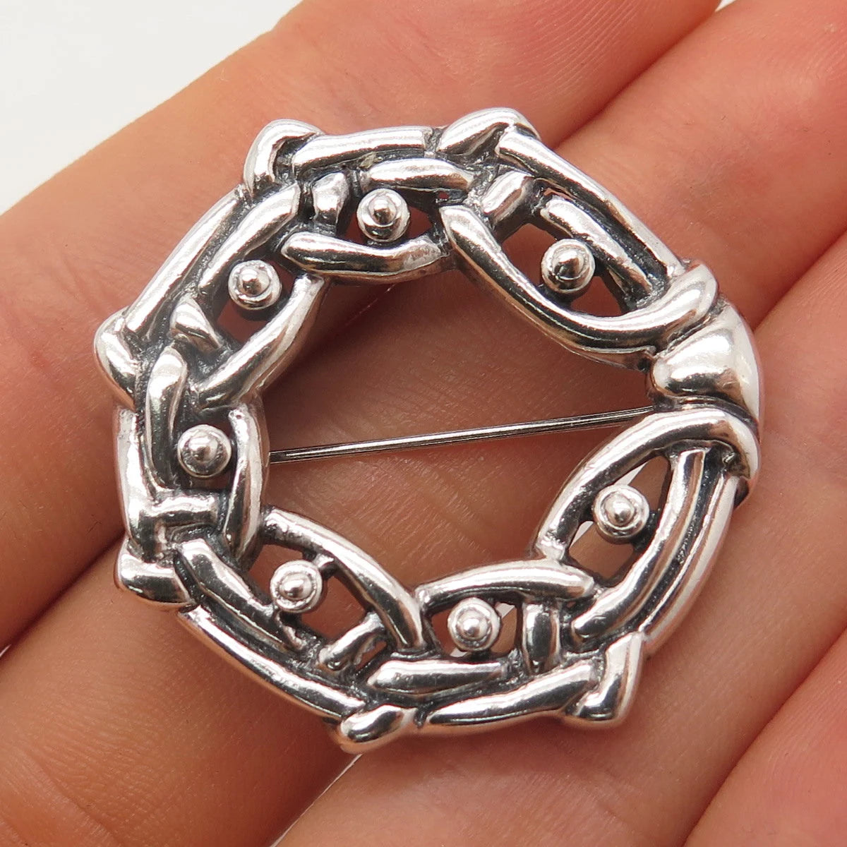 925 Sterling Silver Vintage Italy Ornate Pin Brooch