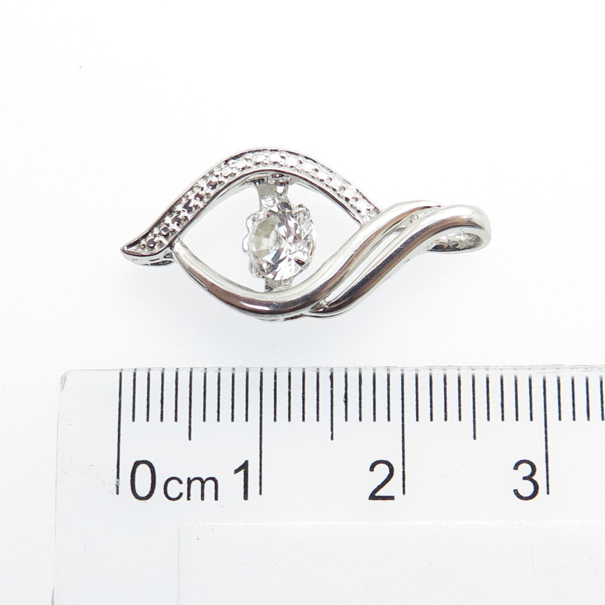 925 Sterling Silver Real Round-Cut White Topaz Twisted Pendant