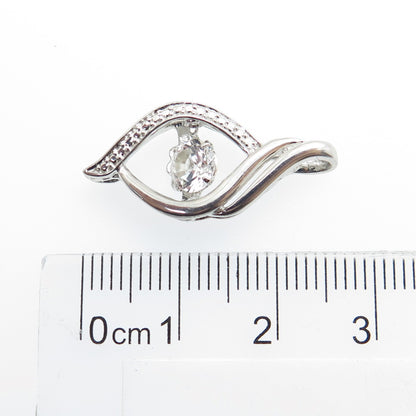 925 Sterling Silver Real Round-Cut White Topaz Twisted Pendant