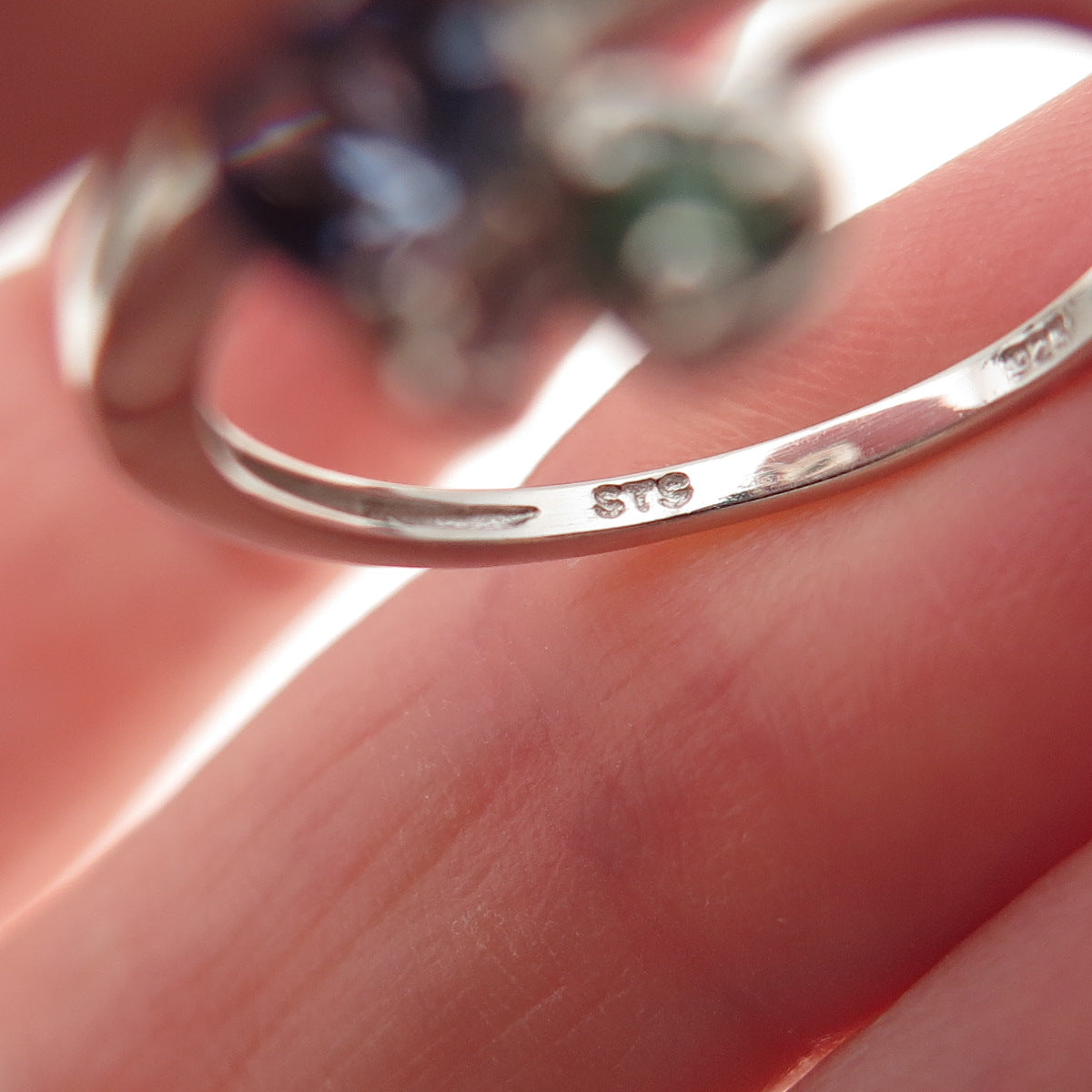Chuck Clemency 925 Sterling Silver Real Tanzanite & Emerald Heart Ring Size 8