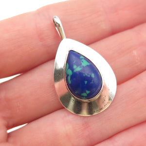 R.W. Johnson Navajo Old Pawn 925 Sterling Silver Vintage Azurite Charm Pendant