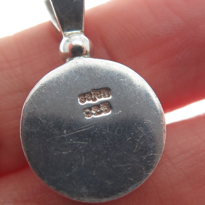 SAJEN 925 Sterling Silver Vintage Charoite & Amethyst Minimalist Charm Pendant