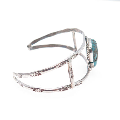 Bobby Cleveland Navajo Old Pawn 925 Sterling Turquoise Adjustable Bracelet 7"