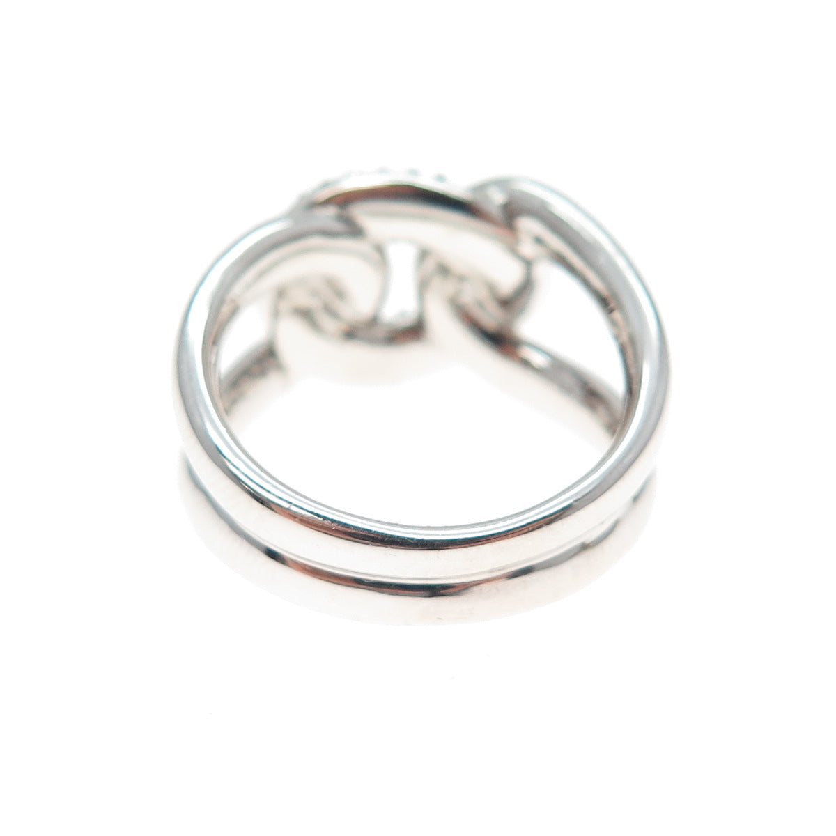 925 Sterling Silver Round-Cut C Z Interlocked Oval Link Ring Size 6.75