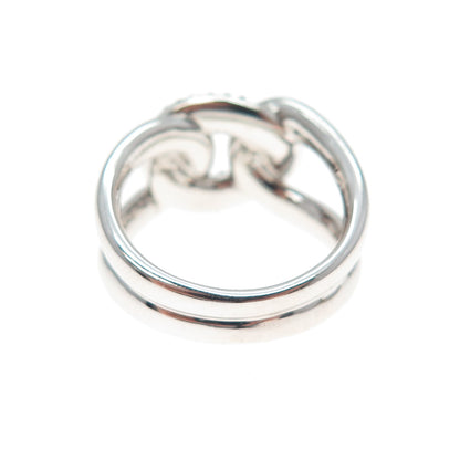 925 Sterling Silver Round-Cut C Z Interlocked Oval Link Ring Size 6.75