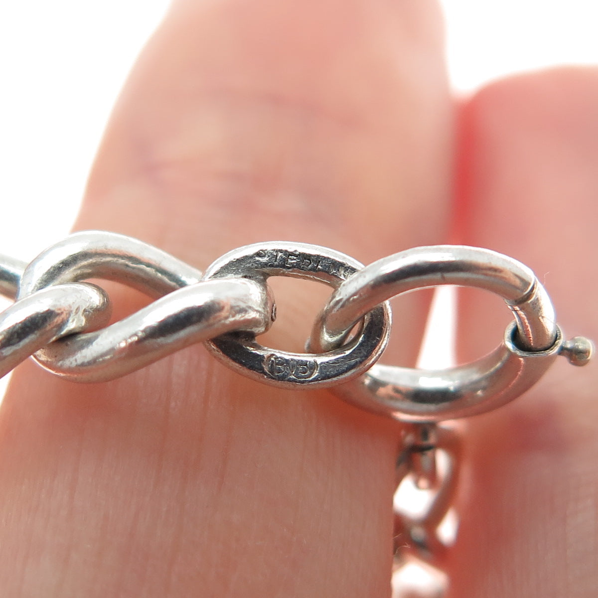 BINDER BROTHERS 925 Sterling Silver Antique Art Deco Curb Link Bracelet 7"