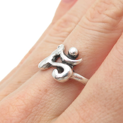 925 Sterling Silver Vintage Om Mantra Oxidized Ring Size 8.25